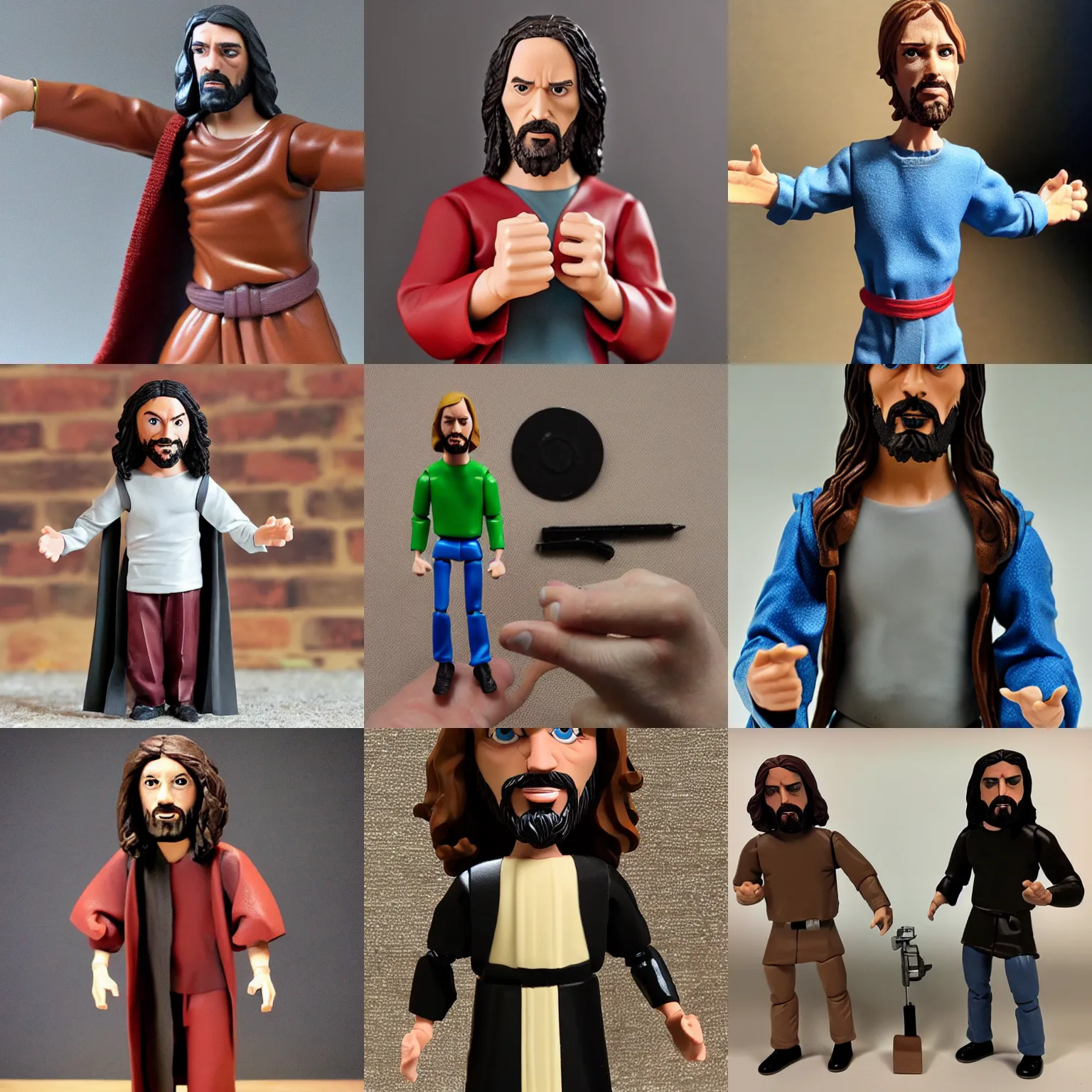 Prompt: individual jesus stop motion vinyl action figure, plastic, toy, stephen bliss style