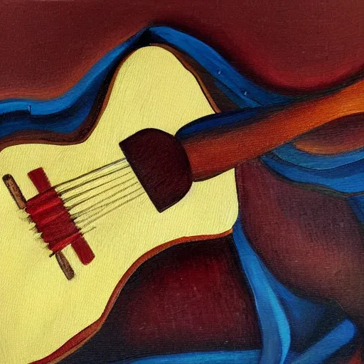 Prompt: A detailed painting of a guitar