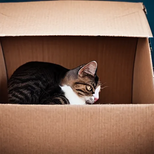 Image similar to cat in a cardboard box