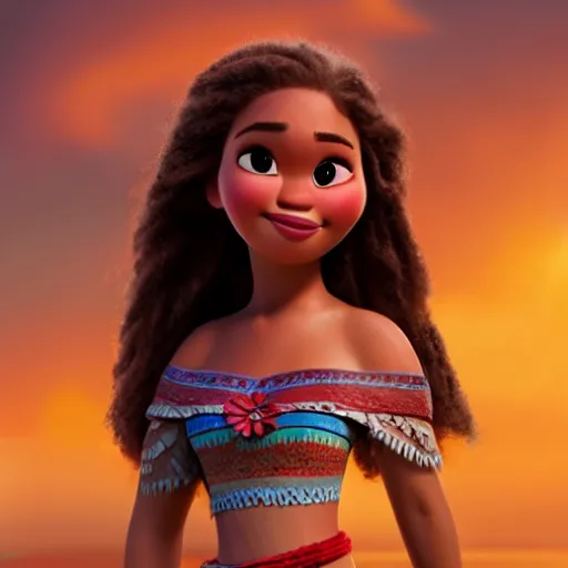 Prompt: A Still of Jennifer Lawrence as a cute Pixar character in the film Moana (2016), hyperdetailed, 8k, trending on Artstation