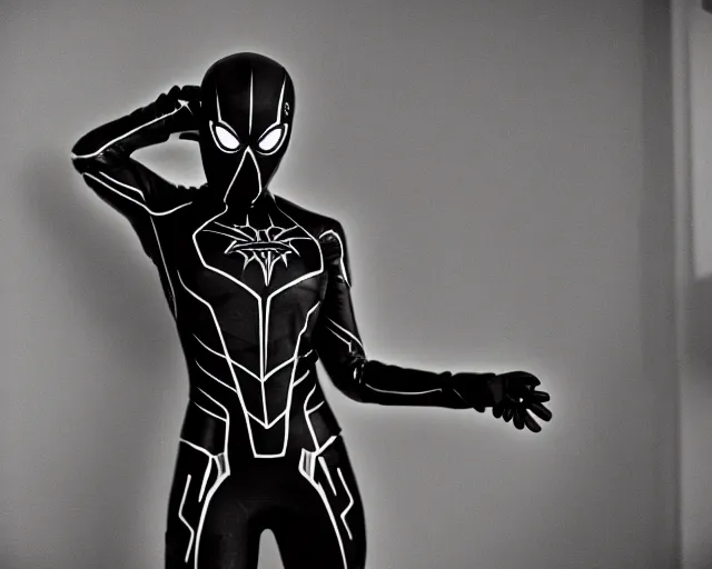 Image similar to iron spider suit, lomography lady grey
