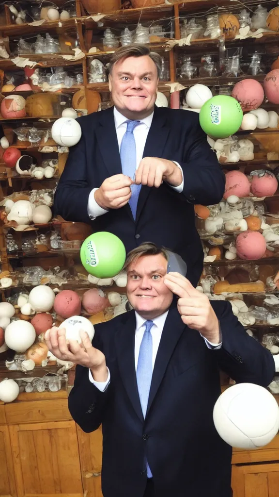 Image similar to ed balls, holding balls