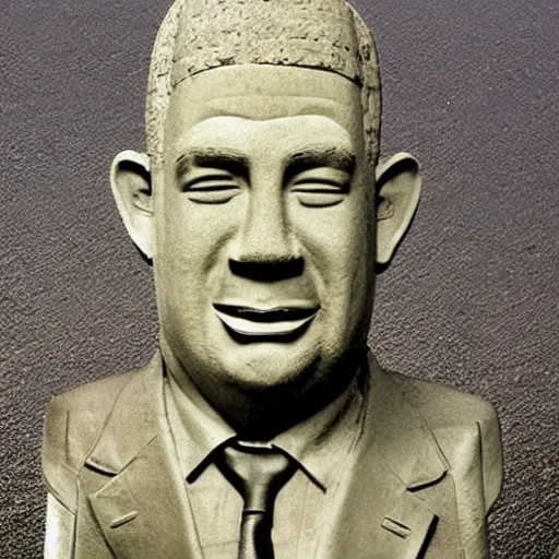 Image similar to benjamin netanyahu as a moai statue