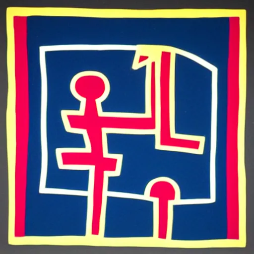 Image similar to square robot by keith haring,