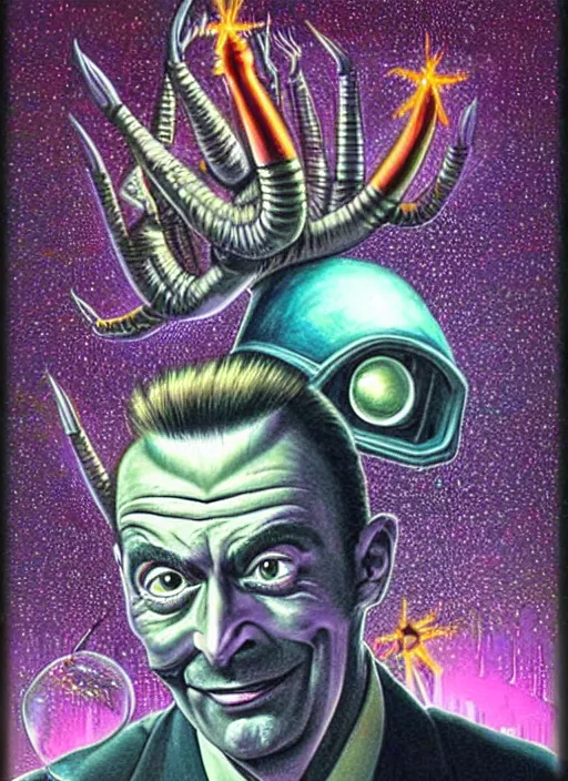 Prompt: subgenius, x - day, aliens, weird stuff, occult stuff, colorful, hyperrealism, dramatic lighting