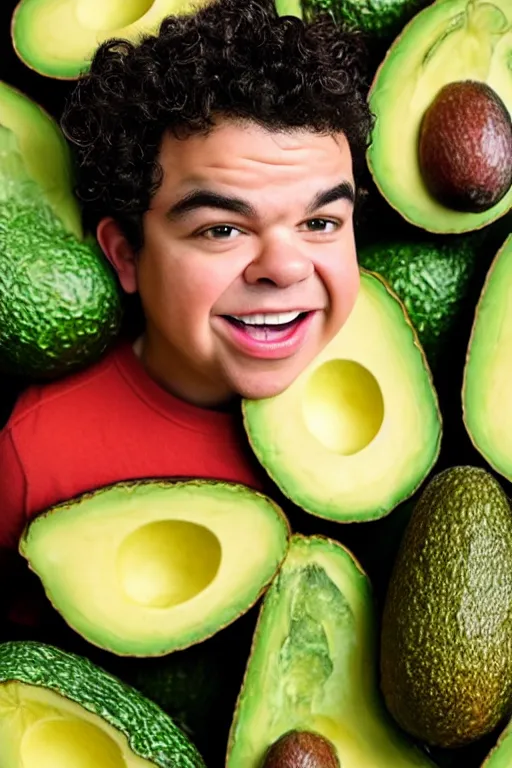 Prompt: 📷 gaten matarazzo the avocado head 🥑, made of food, head portrait, dynamic lighting, 4 k