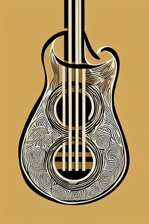 Image similar to minimalist boho style art of a guitar, illustration, vector art