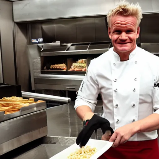 Prompt: gordon ramsey working at macdonalds