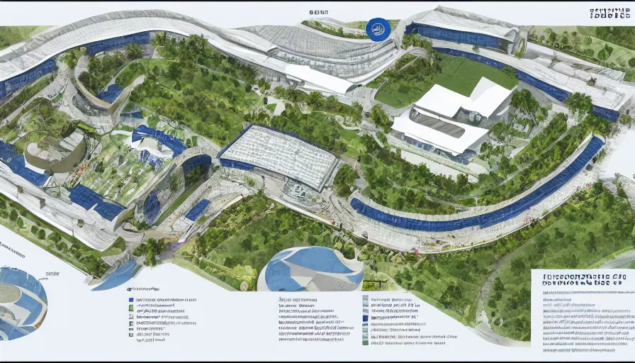 Prompt: architectural design for future zoo, blueprint and diagram, big