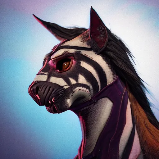 Prompt: A comic book style portait painting of a horsecat, unreal 5, hyperrealistic, octane render, cosplay, RPG portrait, dynamic lighting