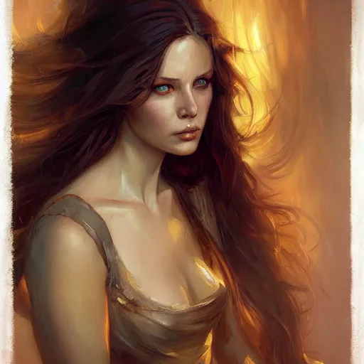 Image similar to a painting in the style of charlie bowater and in the style of donato giancola. smooth, sharp focus, fantasy, semi - realism.