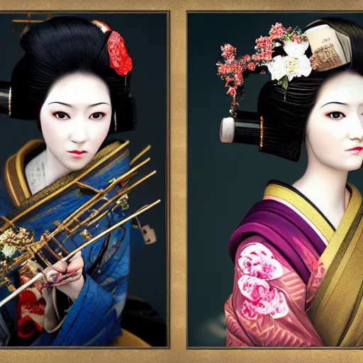 Image similar to hi resolution geisha portrait yasutomo oka steampunk 8 k ultrarealistic