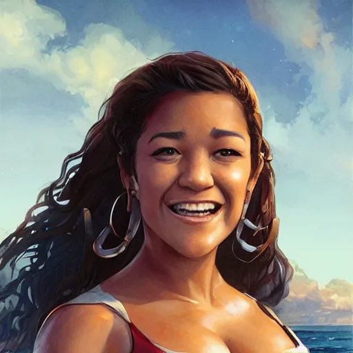 Image similar to gina rodriguez as a pirate, digital illustration, by artgerm and greg rutkowski,