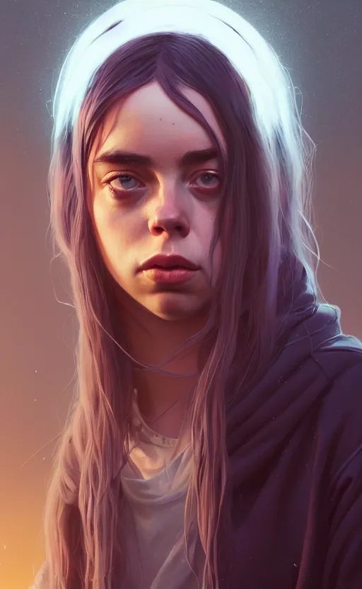 Image similar to highly detailed portrait billie eilish in gta v, stephen bliss, unreal engine, fantasy art by greg rutkowski, loish, rhads, ferdinand knab, makoto shinkai and lois van baarle, ilya kuvshinov, rossdraws, tom bagshaw, global illumination, radiant light, detailed and intricate environment