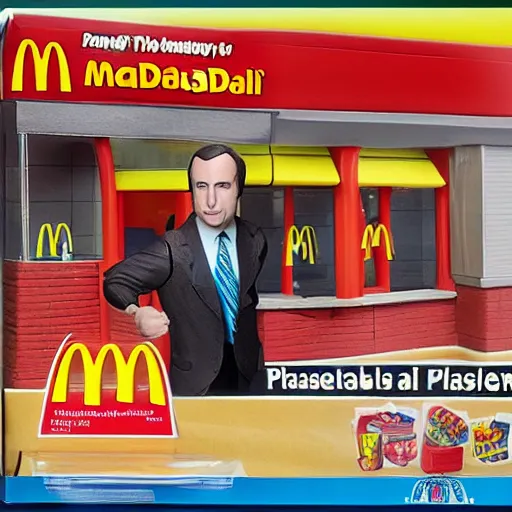 Image similar to saul goodman plastic mcdonalds toy realistic photo