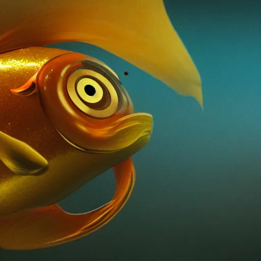 Image similar to golden fish with the monocle and top-hat, realistic, 4k, real world, realistic cinematic,