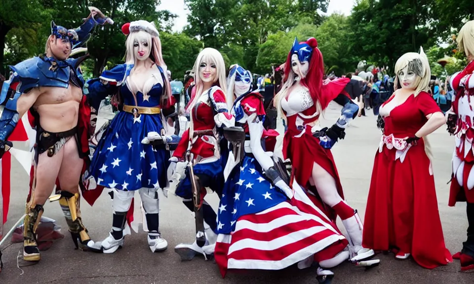 Prompt: The American cosplay festival, a festival where people cosplay as Americans