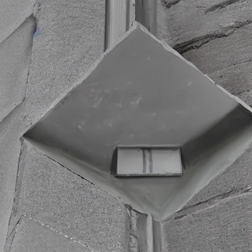 Prompt: close-up broken angular machine vent on the concrete