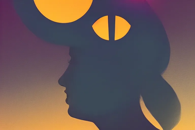 Image similar to a silhouette of a woman with a sun halo on her head by rafael albuquerque, trending on cgsociety, retrofuturism, reimagined by industrial light and magic, darksynth