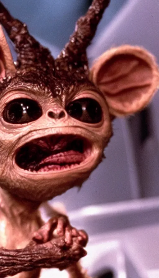 Image similar to e. t. ganger gremlins, cinema still