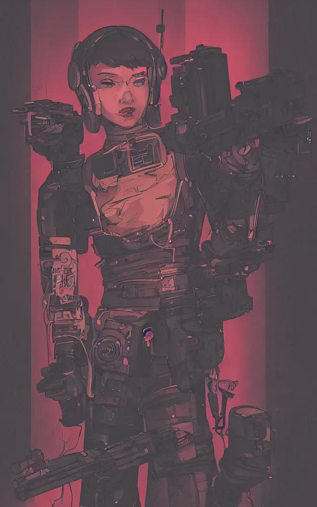 Image similar to very detailed, prophet graphic novel, ilya kuvshinov, mcbess, rutkowski, simon roy, illustration of a cyberpunk military woman, colorful, cinematic composition, studio lighting