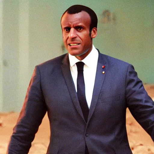 Image similar to African Emmanuel Macron living in the Sahara in American Psycho (1999)