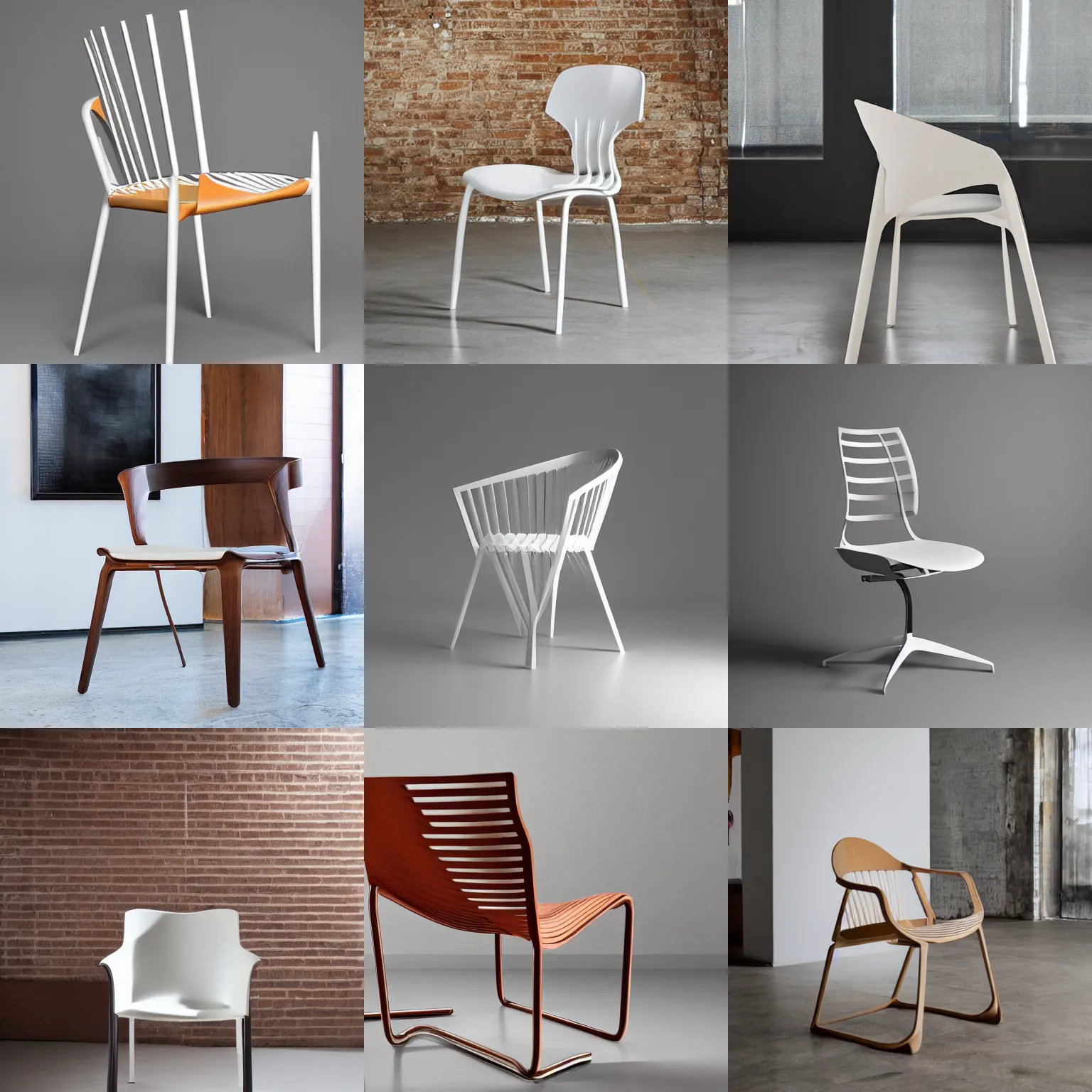 Prompt: studio photo award winning chair inspired by calatrava