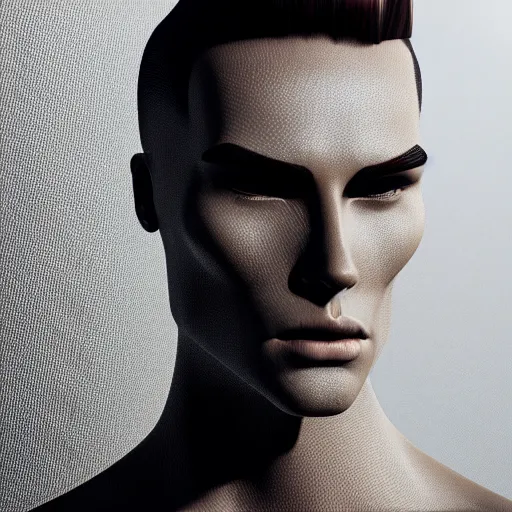 Image similar to sharp jawline man inspired avant-garde art, deco fashion, highly detailed, photorealistic portrait, bright studio setting, studio lighting, crisp quality and light reflections, unreal engine 5 quality render