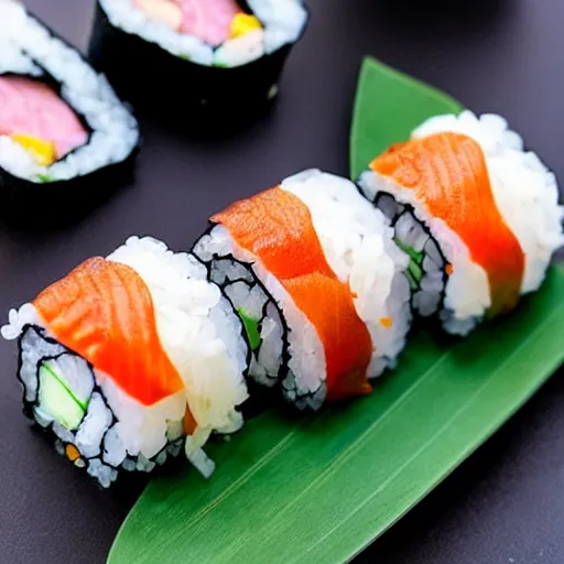 Image similar to “a pig sushi roll. Award winning food photography.”