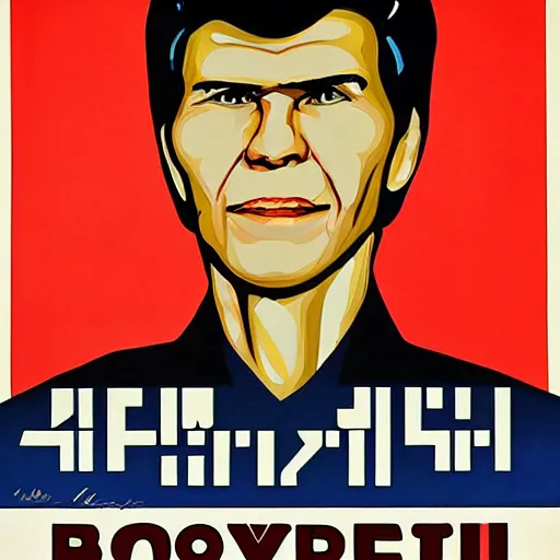 Image similar to bogdanoff portrait, soviet propaganda poster style, vivid colors