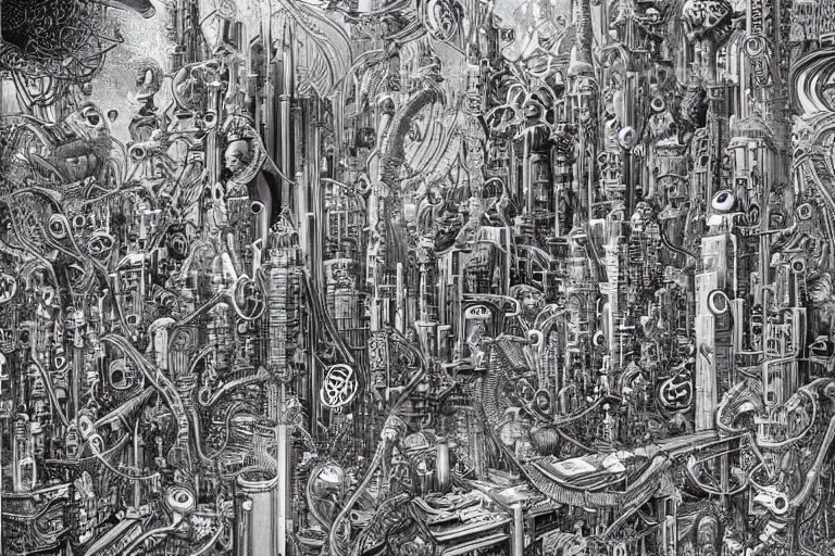 Prompt: future cityscape by Joe Fenton and Ernst Haeckel