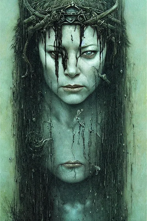 Prompt: alyson hannigan as barbarian by beksinski