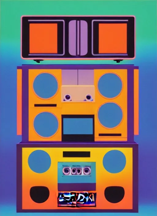 Prompt: boombox by shusei nagaoka, kaws, david rudnick, airbrush on canvas, pastell colours, cell shaded, 8 k