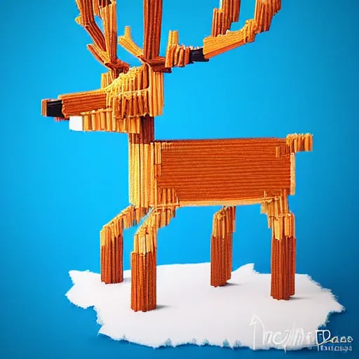 Prompt: detailed reindeer made from match sticks like lowpoly wooden machine, by theo jansen