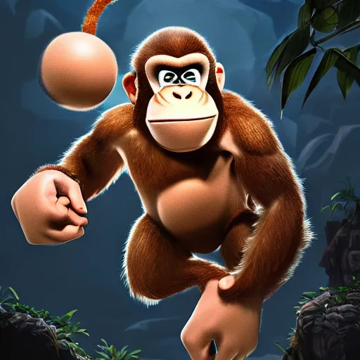 Image similar to donkey kong juggling super monkey balls intricate, hyper detailed, realistic, cinematic lighting, fantasy, detailed, high quality, artstation