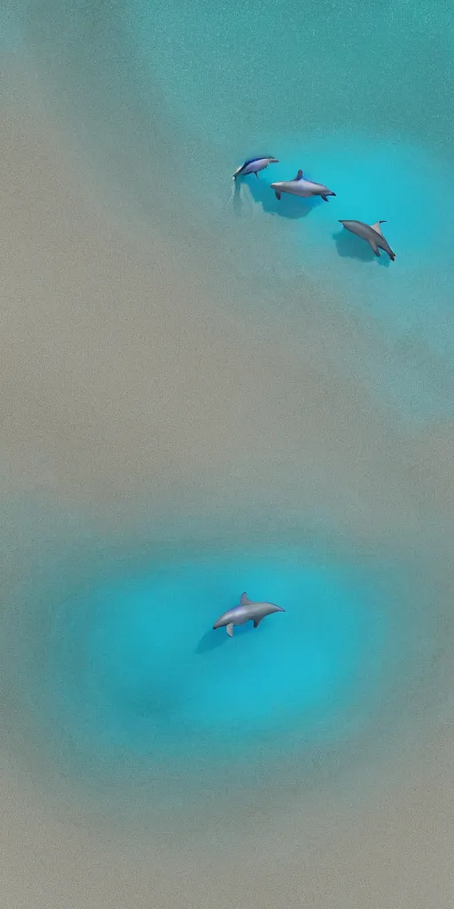 Image similar to dolphins, whales, squids, fishes lying on the dry sand bottom of the ocean, no water, only sand, beautiful light, octane render 8 k