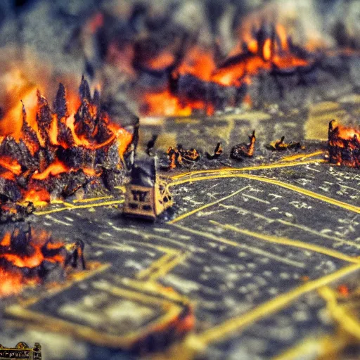 Prompt: landscape of hell, fire, tilt shift