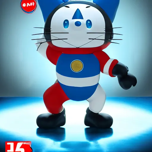 Image similar to Doraemon as terminator, unreal engine, uhd , 4k