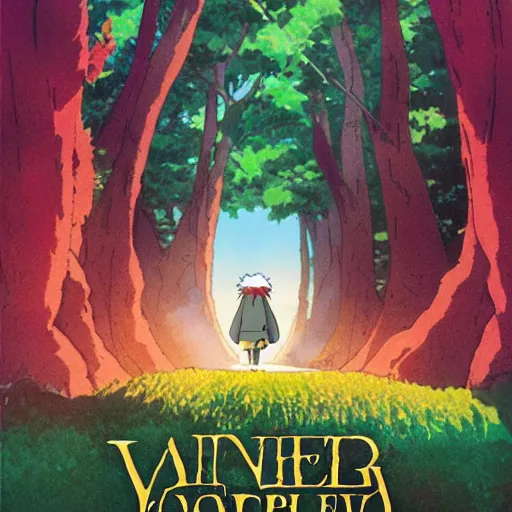 Image similar to anime movie poster for a wandering rabbit in a mysterious forest, studio ghibli