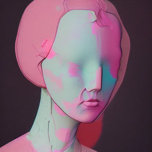 Image similar to abstract 3d female pastel sculpture by james jean and Jason Chan, redering, redshift, octane