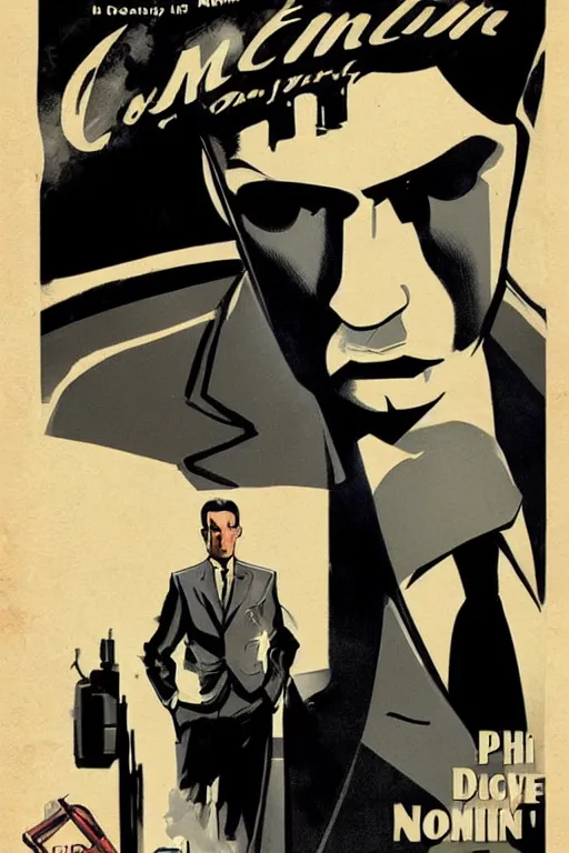 Image similar to Comic book cover depicting a 1930’s Pulp Noir Detective in the style of Phil Noto