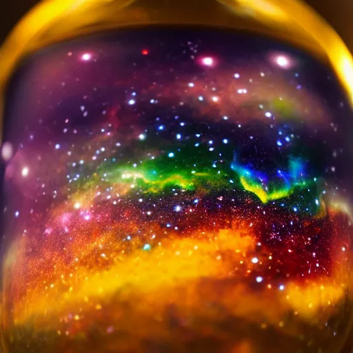 Image similar to detailed photo of galaxy in bottle