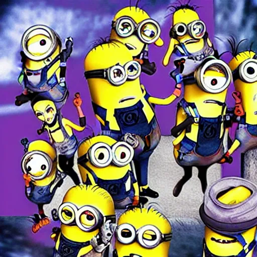 Image similar to Minions in JoJo's bizarre adventure anime style