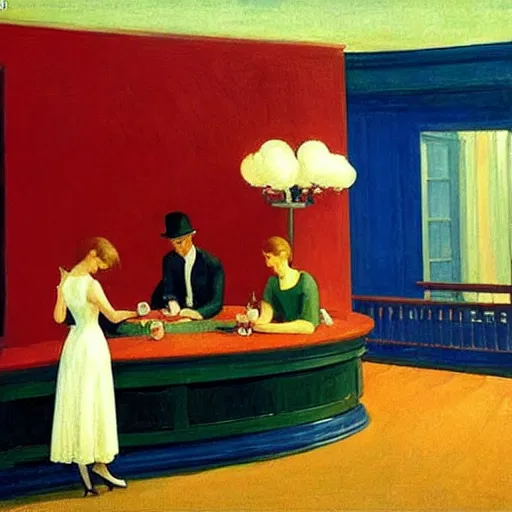 Image similar to having a cool party birthday party, painting by edward hopper, highly detailed