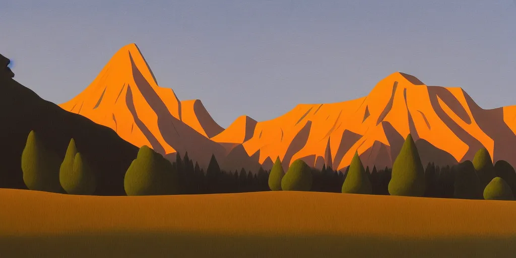 Image similar to the mountain in the distance, summer evening, kenton nelson