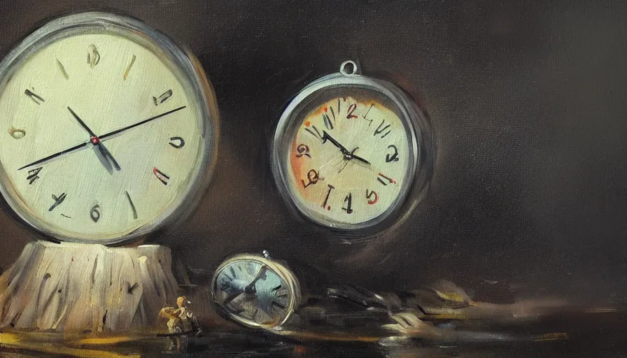 Image similar to time, clock, oil painting by jama jurabaev, brush hard, artstation, for aaa game, high quality, brush stroke