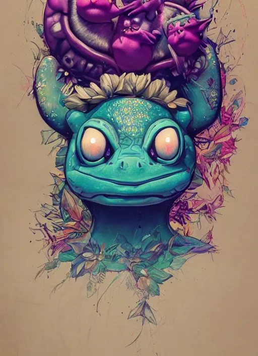 Prompt: beautiful portrait of bulbasaur, by Tristan Eaton, Stanley Artgermm, Tom Bagshaw, Greg Rutkowski, Carne Griffiths. trending on DeviantArt, face enhance, hyper detailed, trending on Artstation, 8k, masterpiece, graffiti paint, fine detail, full of color, intricate detail, golden ratio illustration