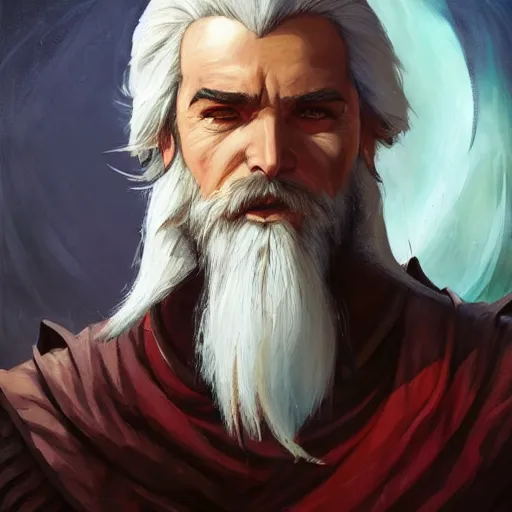 Image similar to beautiful portrait painting of a very short and small male halfing bard with white hair, full beard, from pathfinder, evil smirk, narcissist, self centered, casting fireball, painted by larry elmore, wayne reynolds, greg rutkowski, magic the gathering, dungeons and dragons, dishonored 2