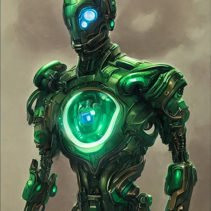 Prompt: a portrait of an emerald Ultron from Age of Ultron, clockwork dieselpunk, isometric art style, head and chest only, by Beksinski, 4k, deviantart, trending on artstation