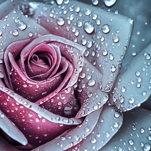 Image similar to macro photograph of a rose with water droplets on the petals